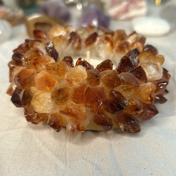 Natural Citrine Point Crystal Candle or Sphere Holder Brazil Statement Display - Picture 4 of 7